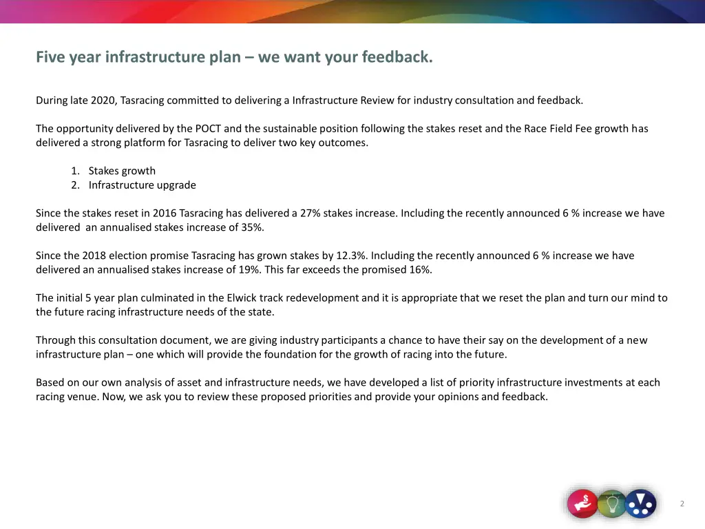 five year infrastructure plan we want your