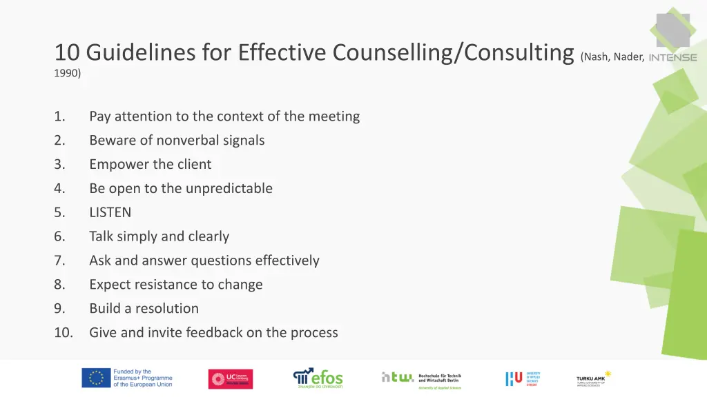 10 guidelines for effective counselling