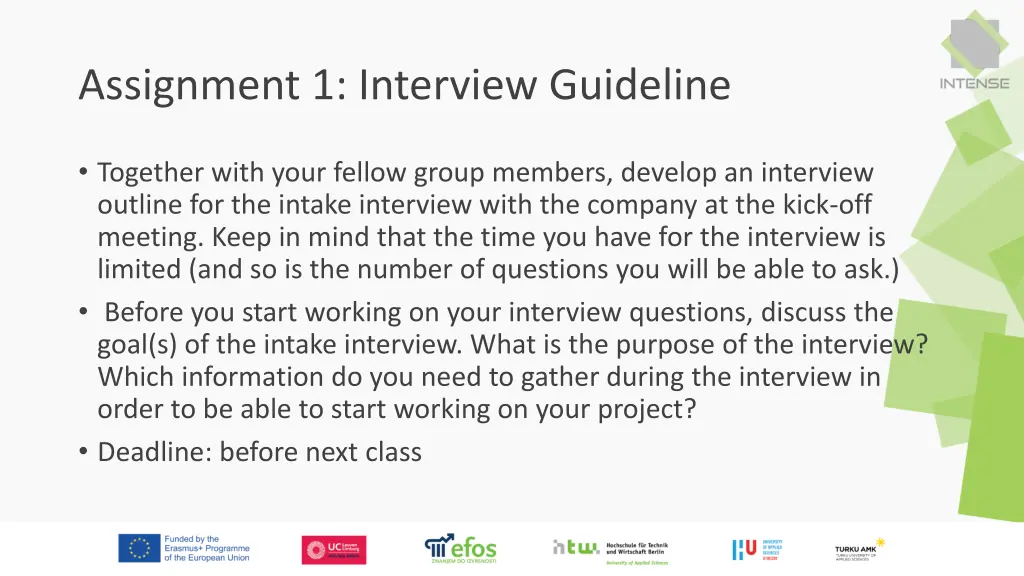 assignment 1 interview guideline