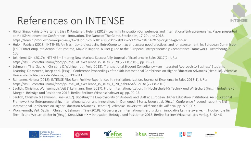 references on intense
