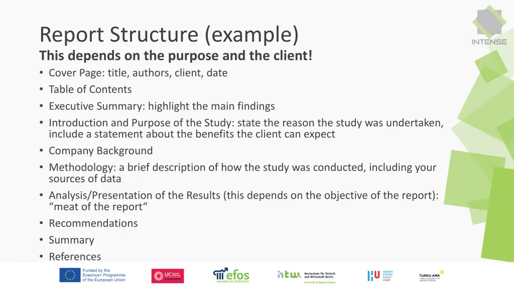 report structure example this depends