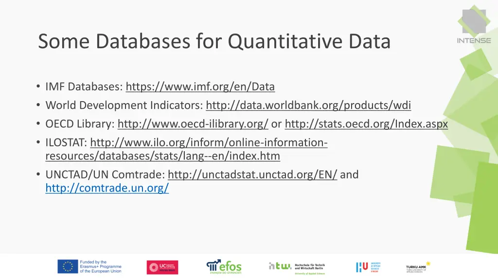 some databases for quantitative data
