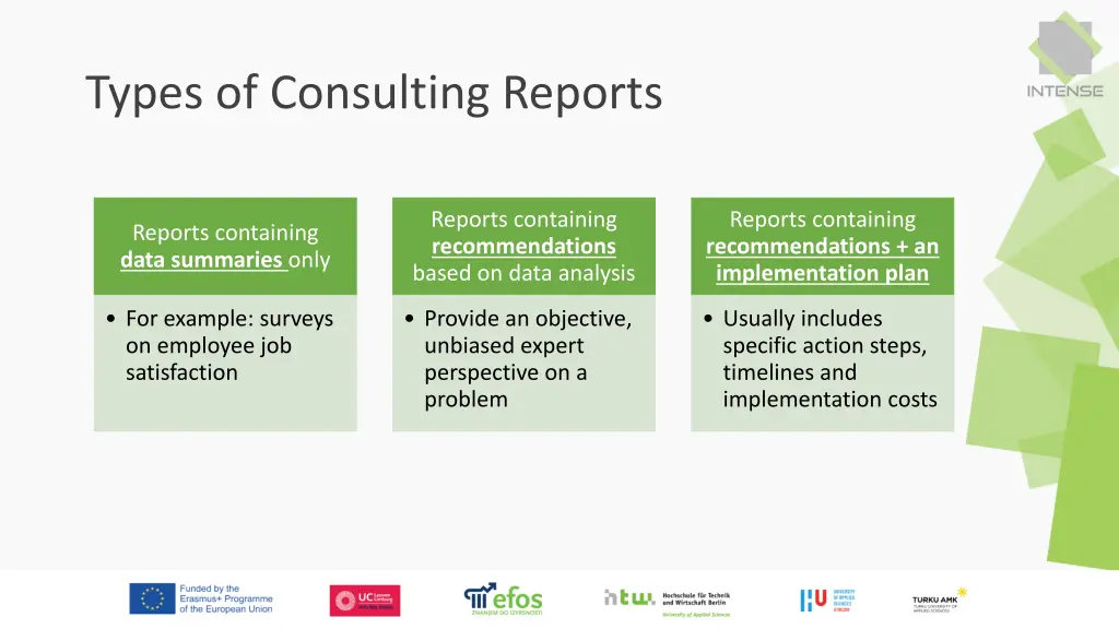 types of consulting reports