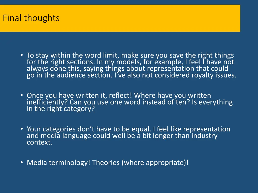 final thoughts