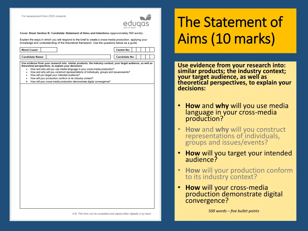 the statement of the statement of aims 10 marks