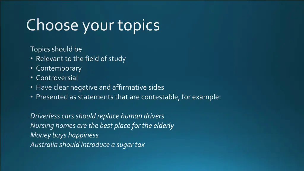 choose your topics