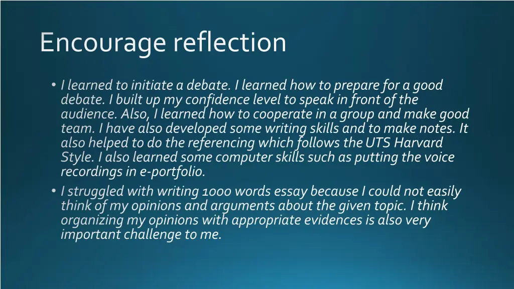 encourage reflection