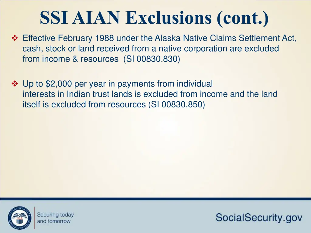 ssi aian exclusions cont 1