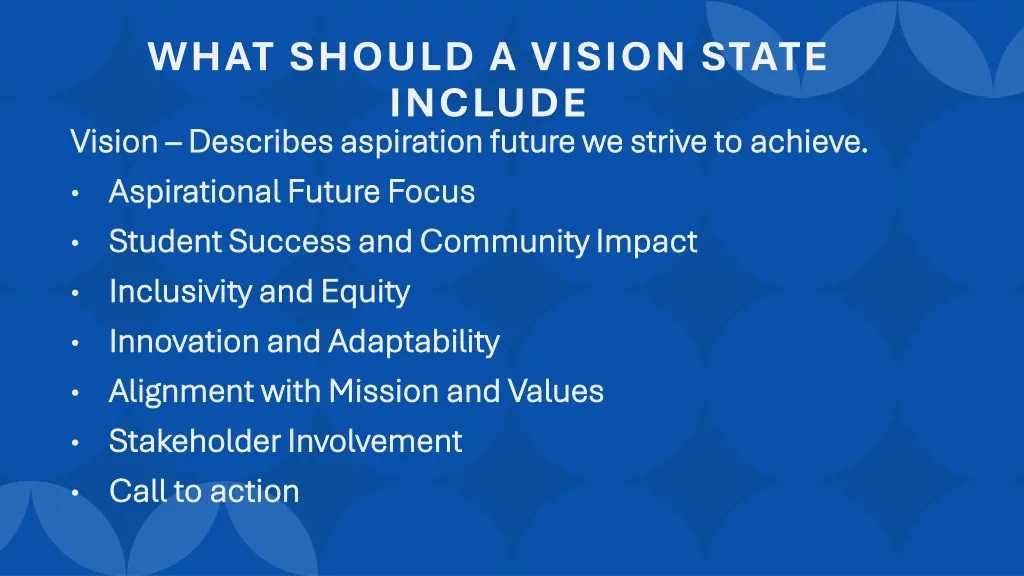 what should a vision state include vision vision