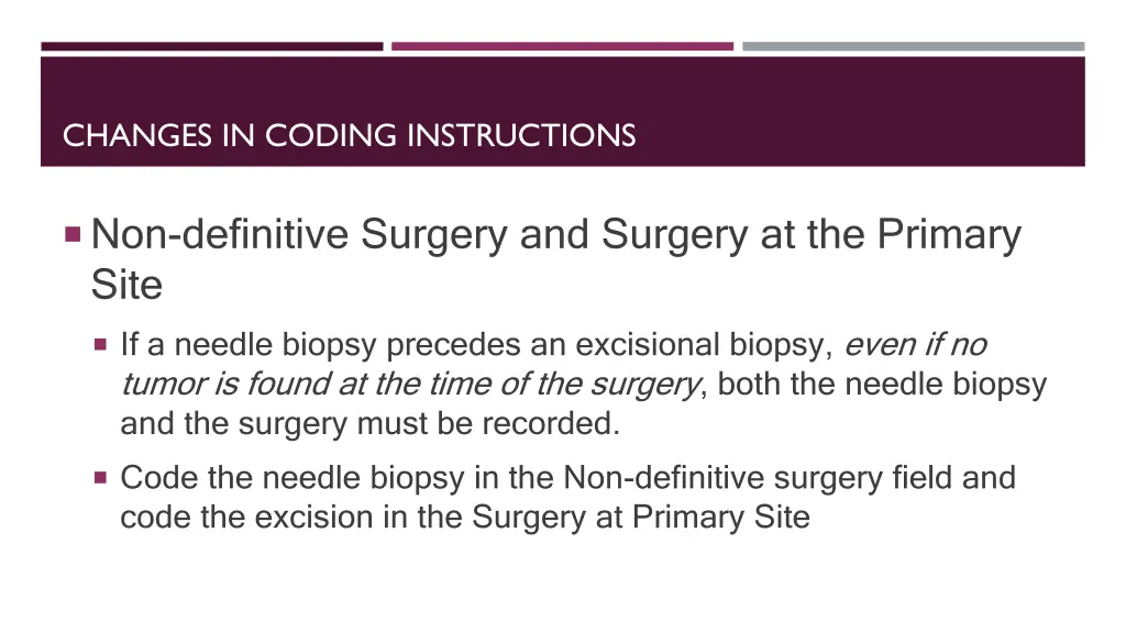 changes in coding instructions 1