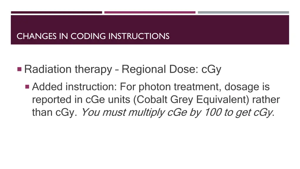 changes in coding instructions 2