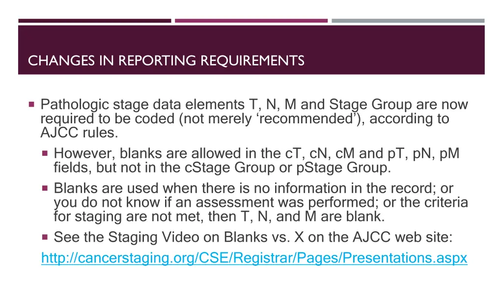 changes in reporting requirements