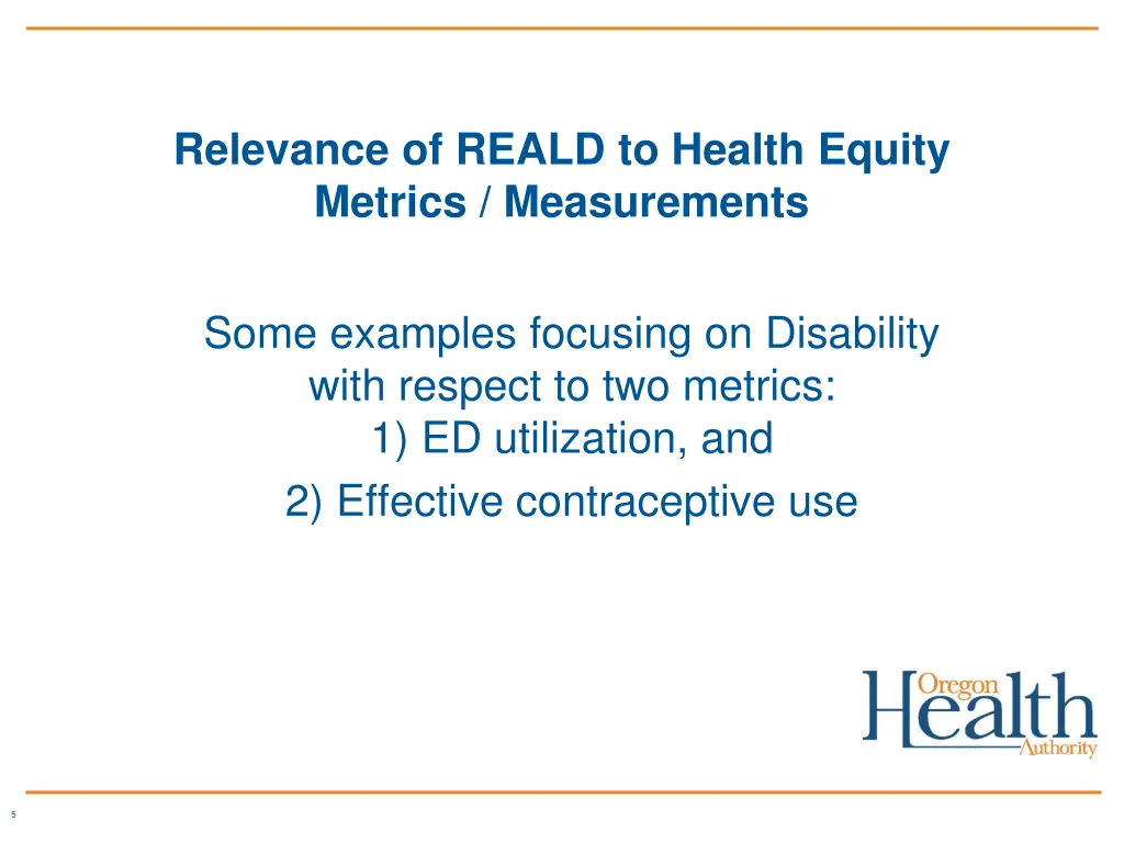 relevance of reald to health equity metrics