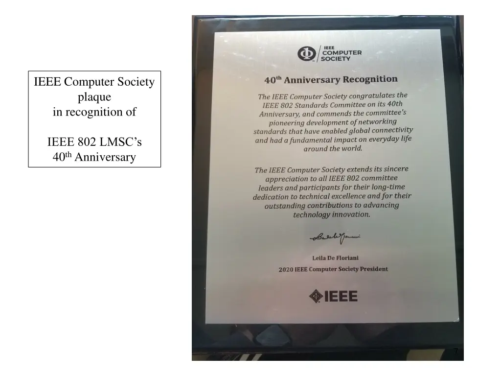 ieee computer society plaque in recognition of