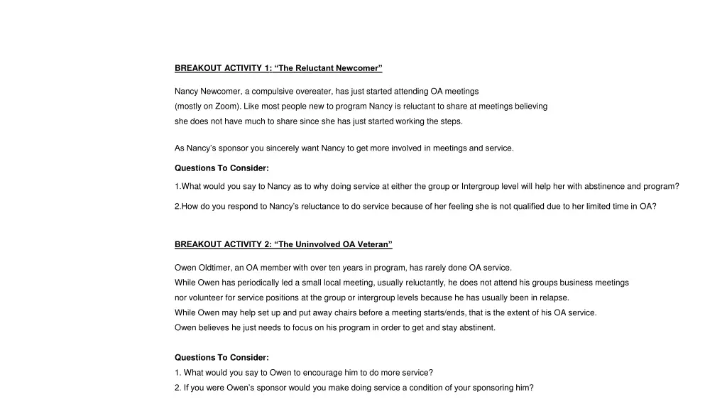 breakout activity 1 the reluctant newcomer