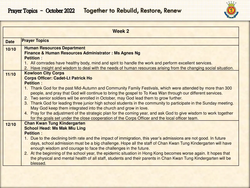 together to rebuild restore renew