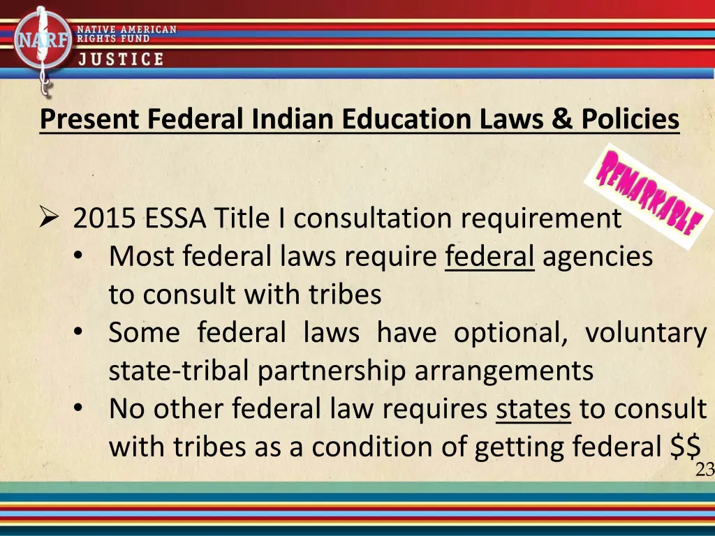 present federal indian education laws policies 10