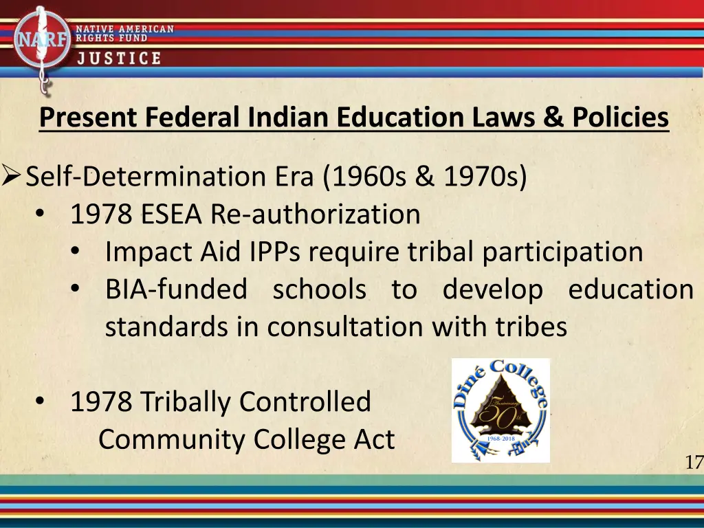 present federal indian education laws policies 4