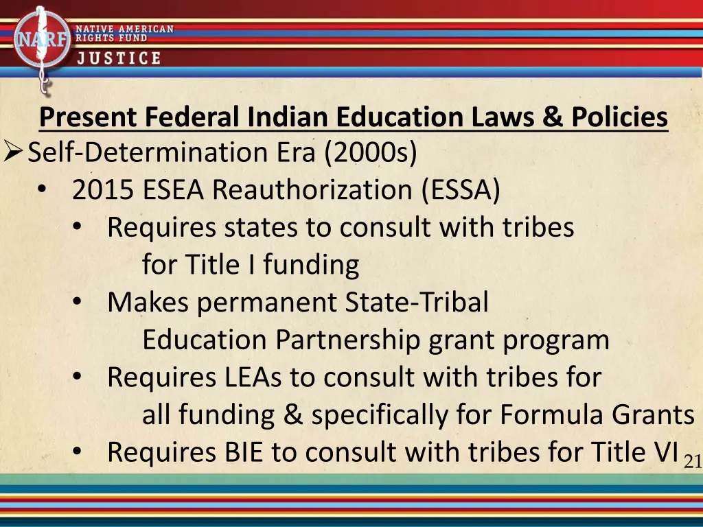 present federal indian education laws policies 8