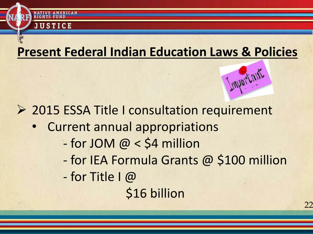 present federal indian education laws policies 9