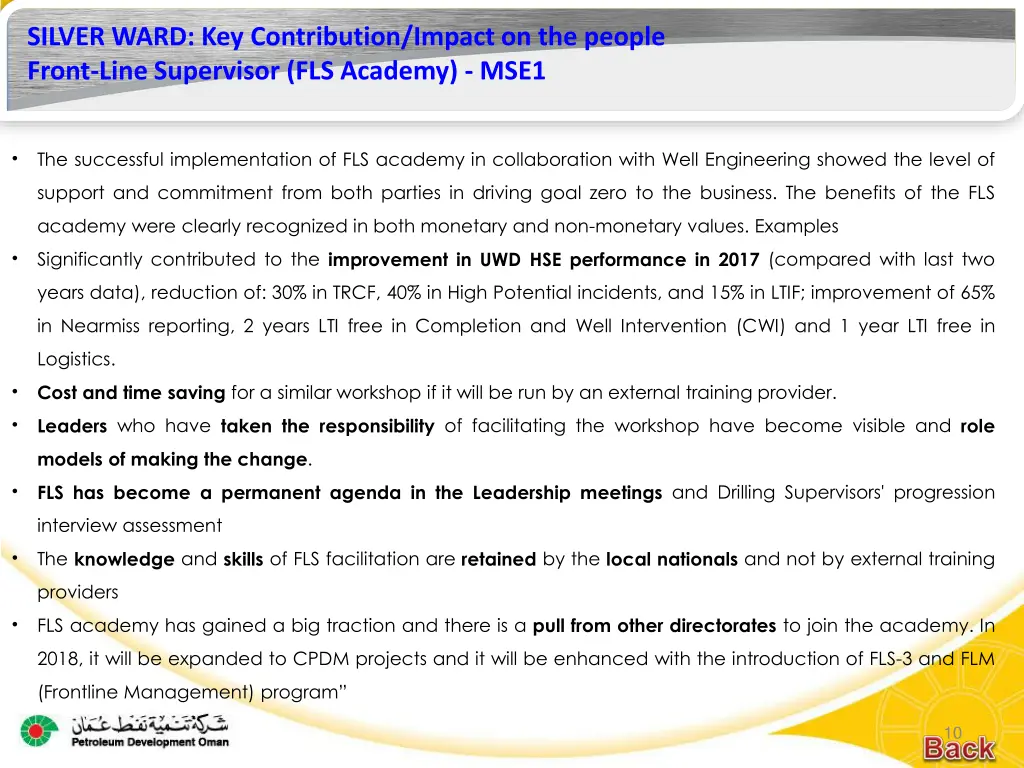 silver ward key contribution impact on the people