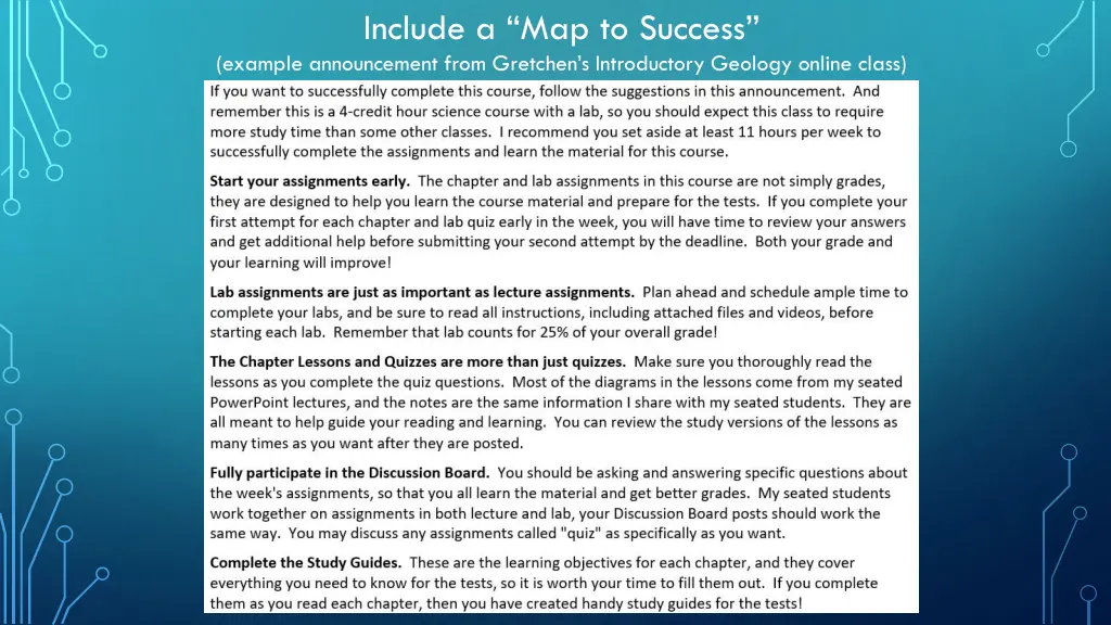 include a map to success example announcement