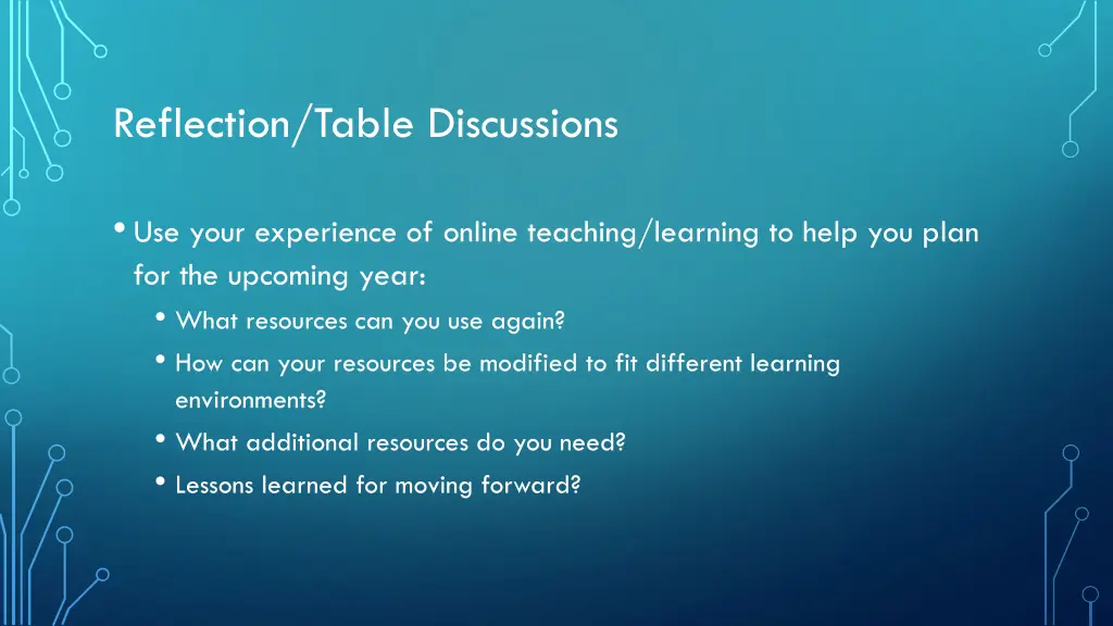 reflection table discussions
