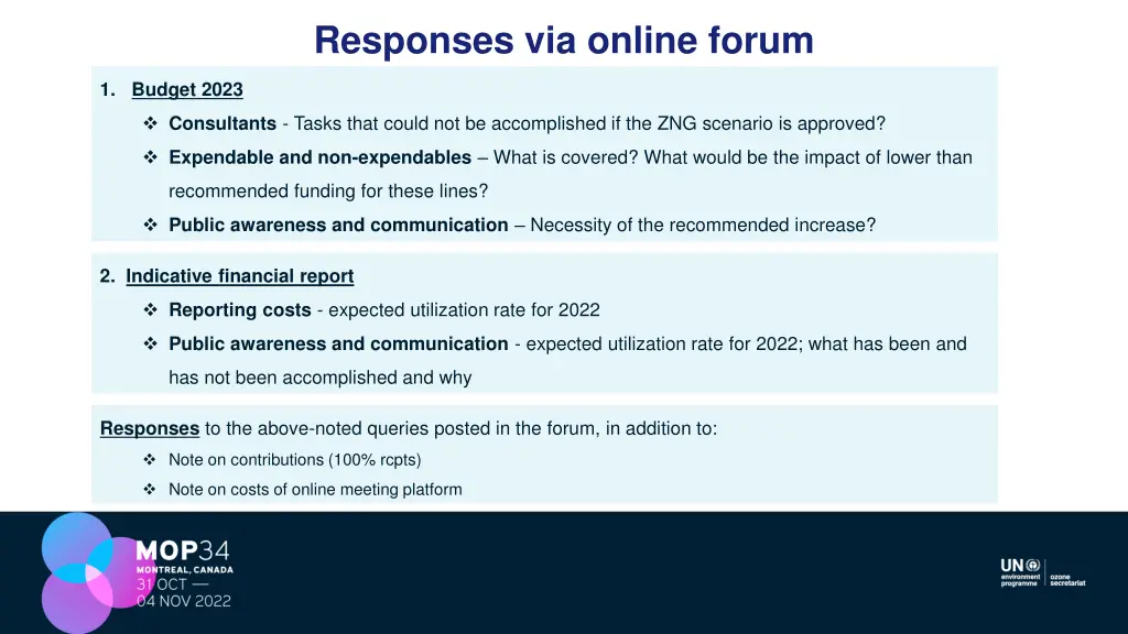 responses via online forum