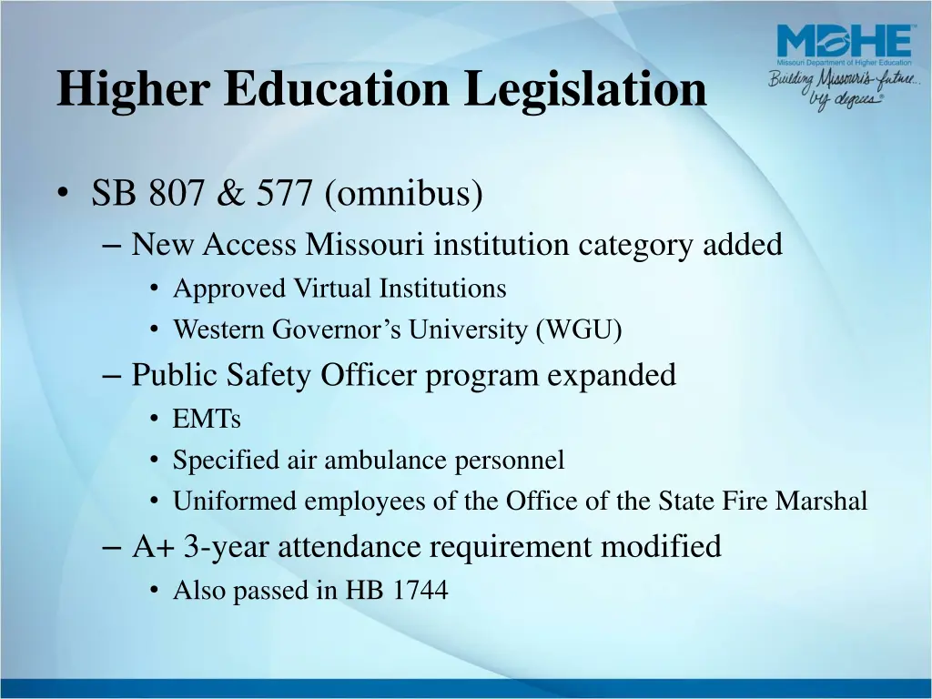 higher education legislation 1