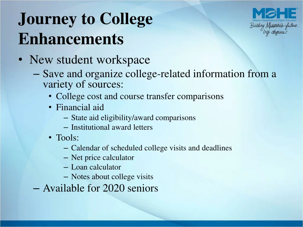 journey to college enhancements new student