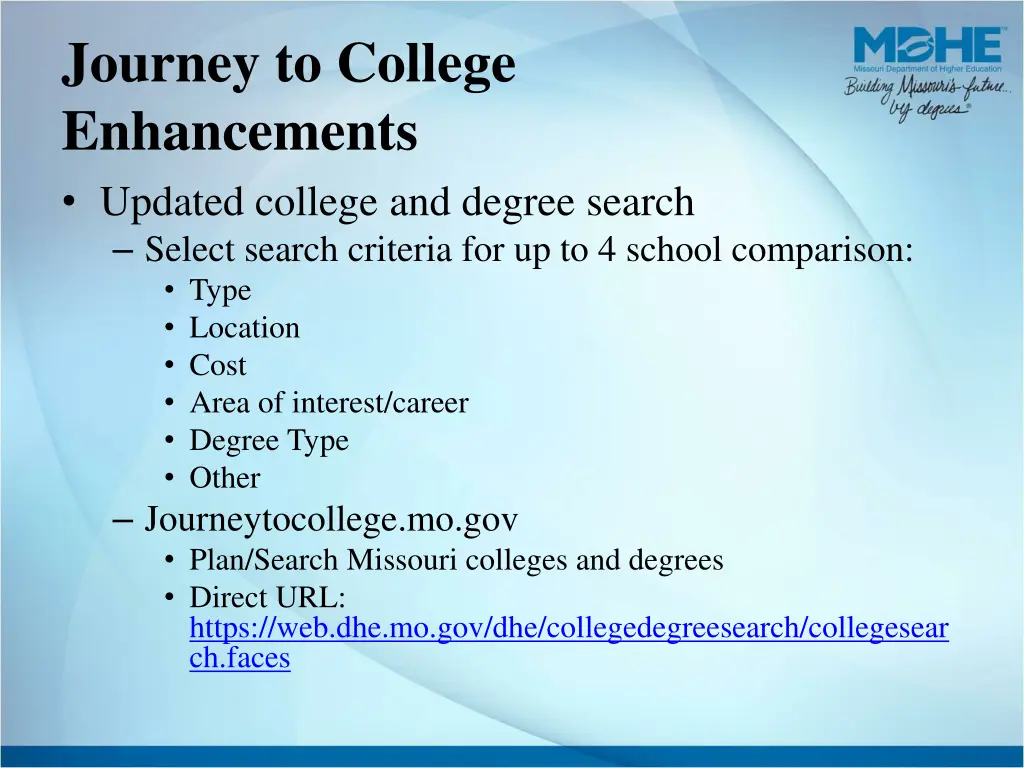 journey to college enhancements updated college