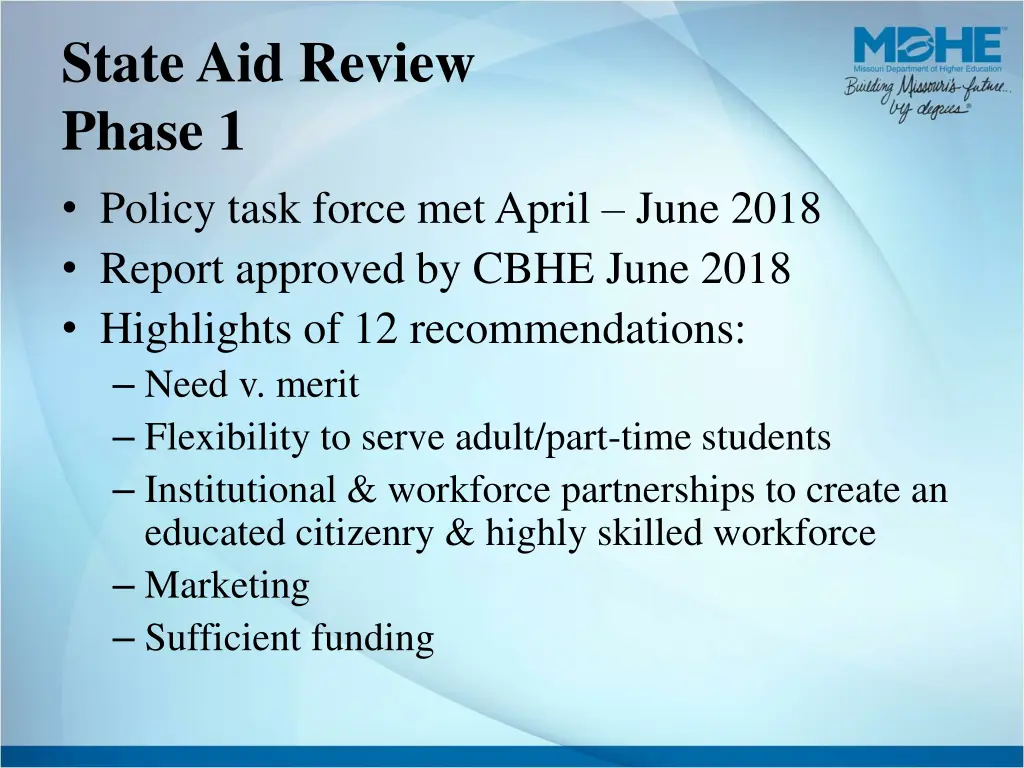 state aid review phase 1 policy task force