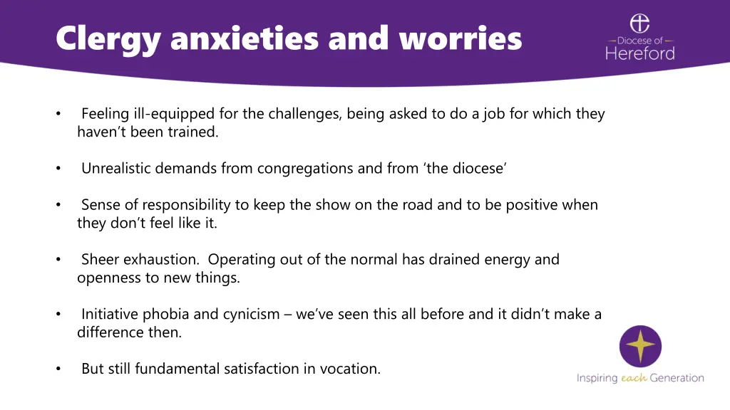 clergy anxieties and worries