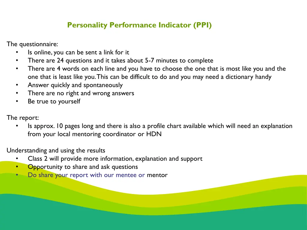 personality performance indicator ppi