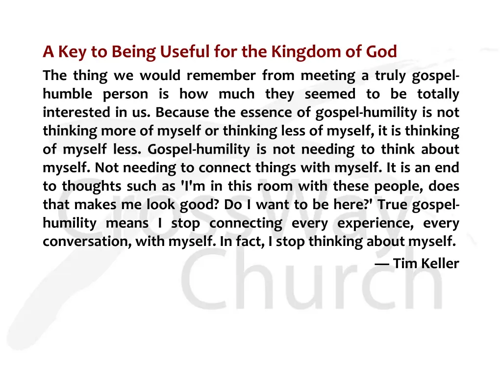 a key to being useful for the kingdom
