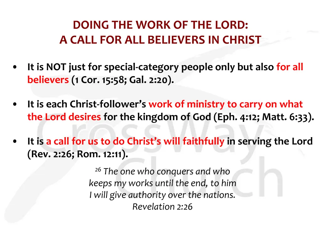 doing the work of the lord a call 2