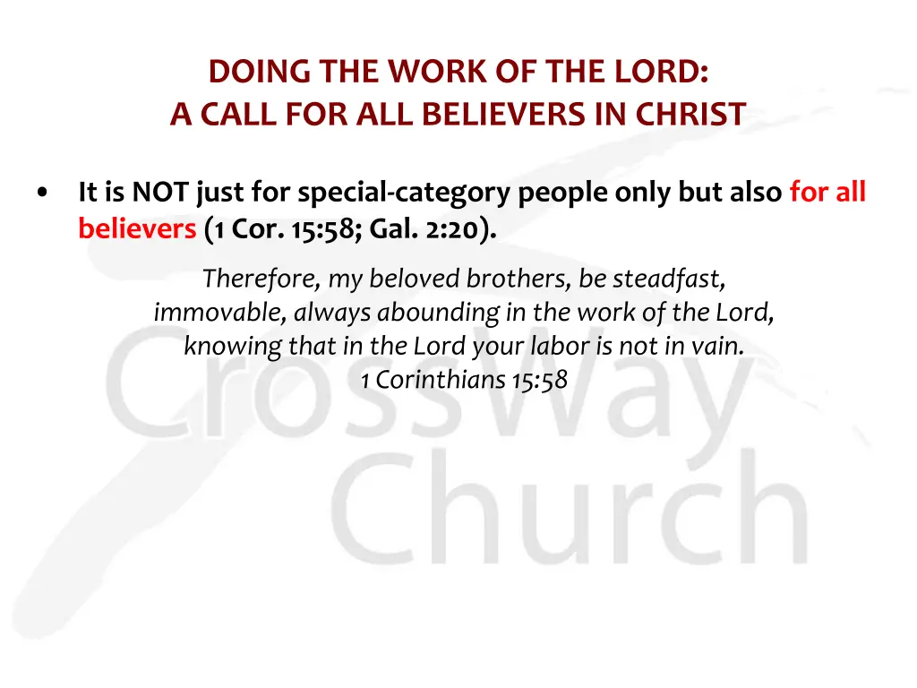 doing the work of the lord a call
