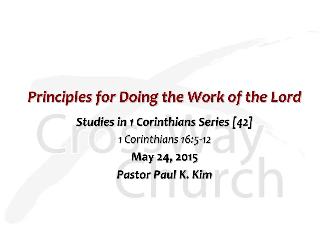 principles for doing the work of the lord