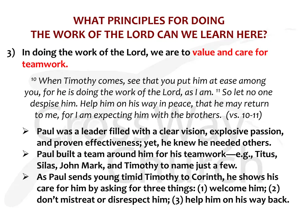 what principles for doing the work of the lord 2