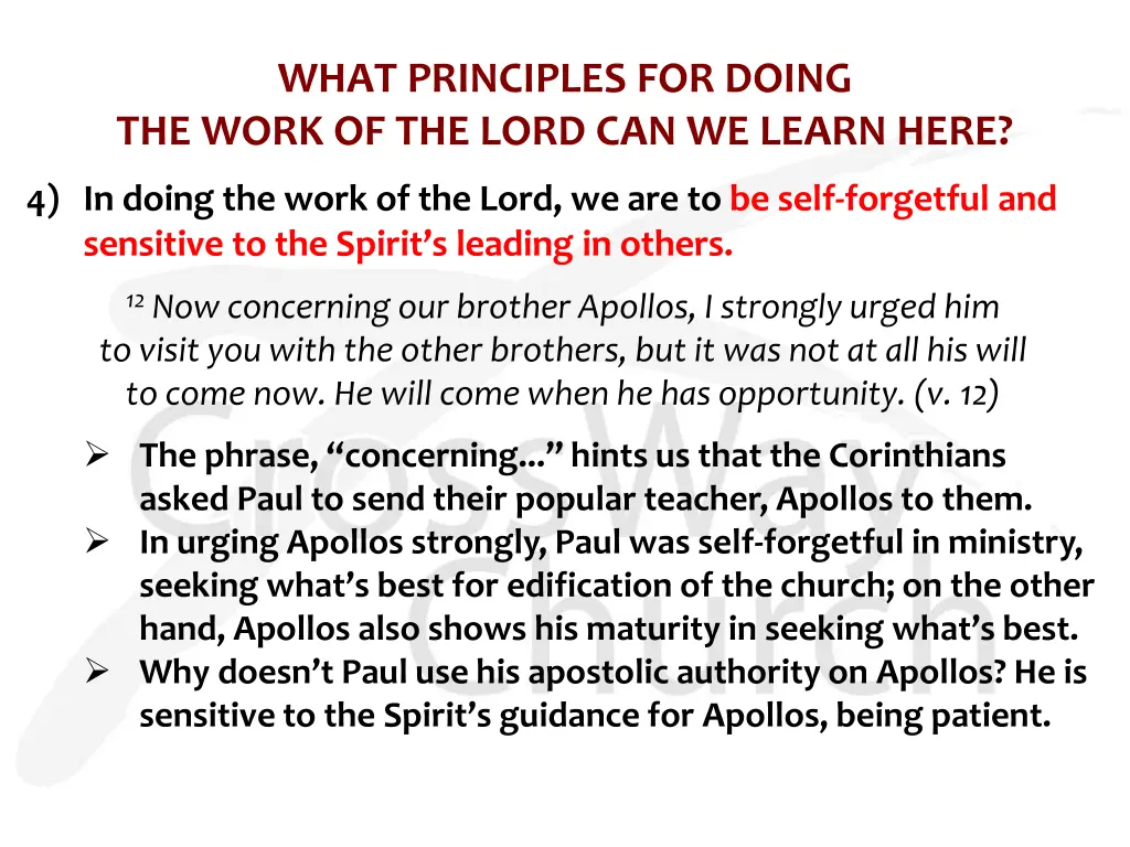what principles for doing the work of the lord 3