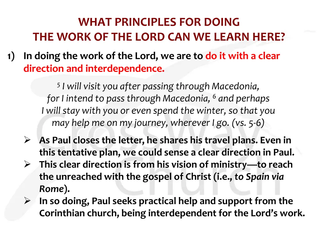 what principles for doing the work of the lord
