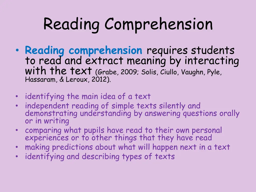 reading comprehension