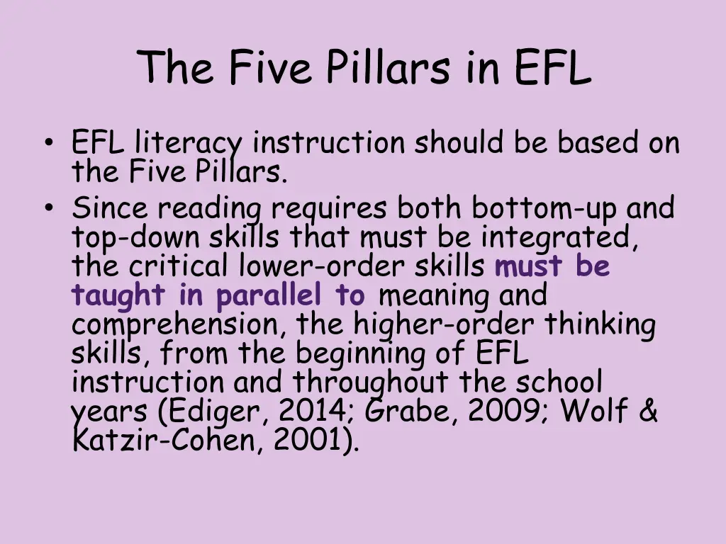 the five pillars in efl