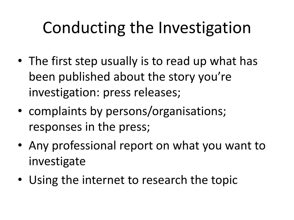 conducting the investigation 2
