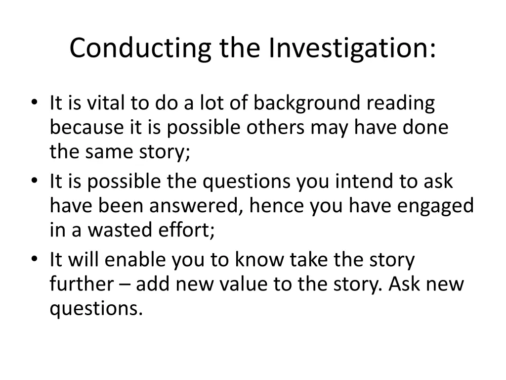 conducting the investigation 3