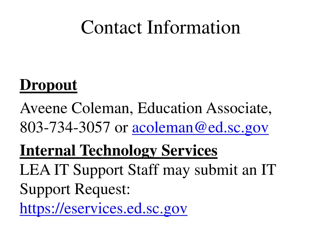 contact information
