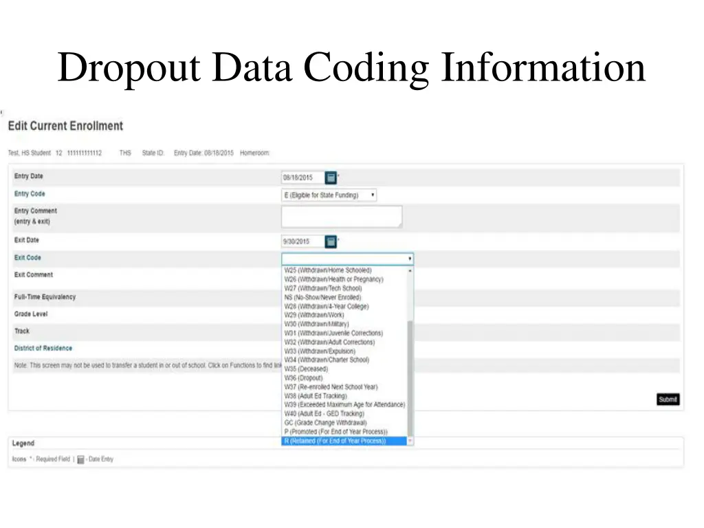 dropout data coding information
