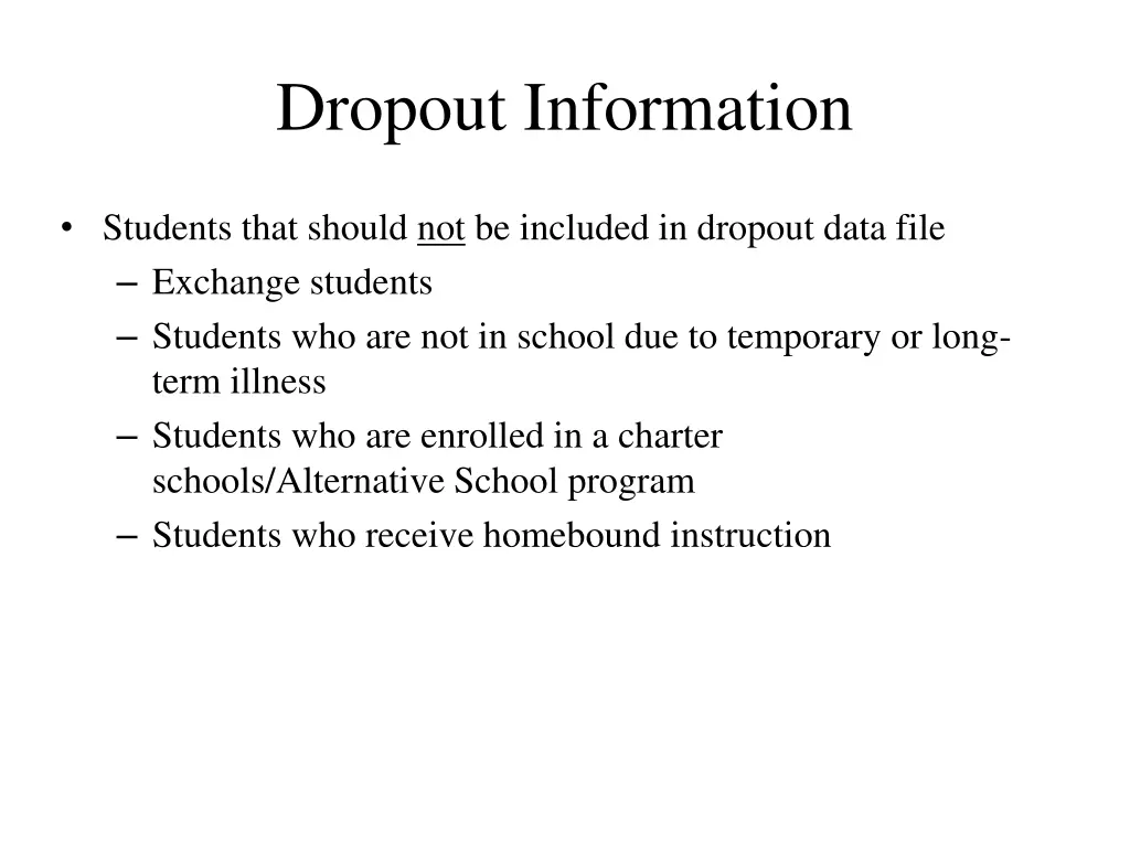 dropout information 2