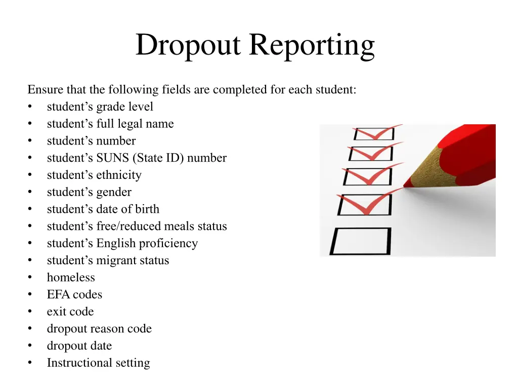 dropout reporting 1