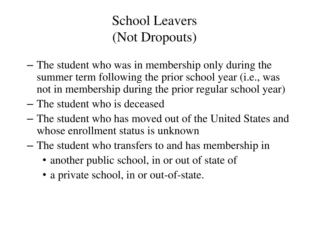 school leavers not dropouts 1